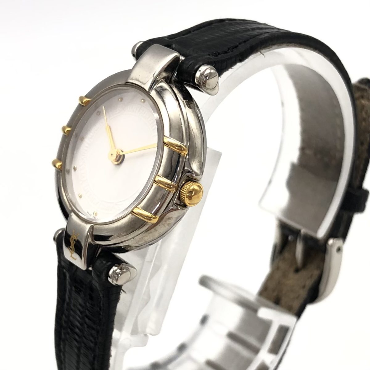 稼動品 イヴサンローラン コンビカラー 腕時計 ロゴベゼル - 時計