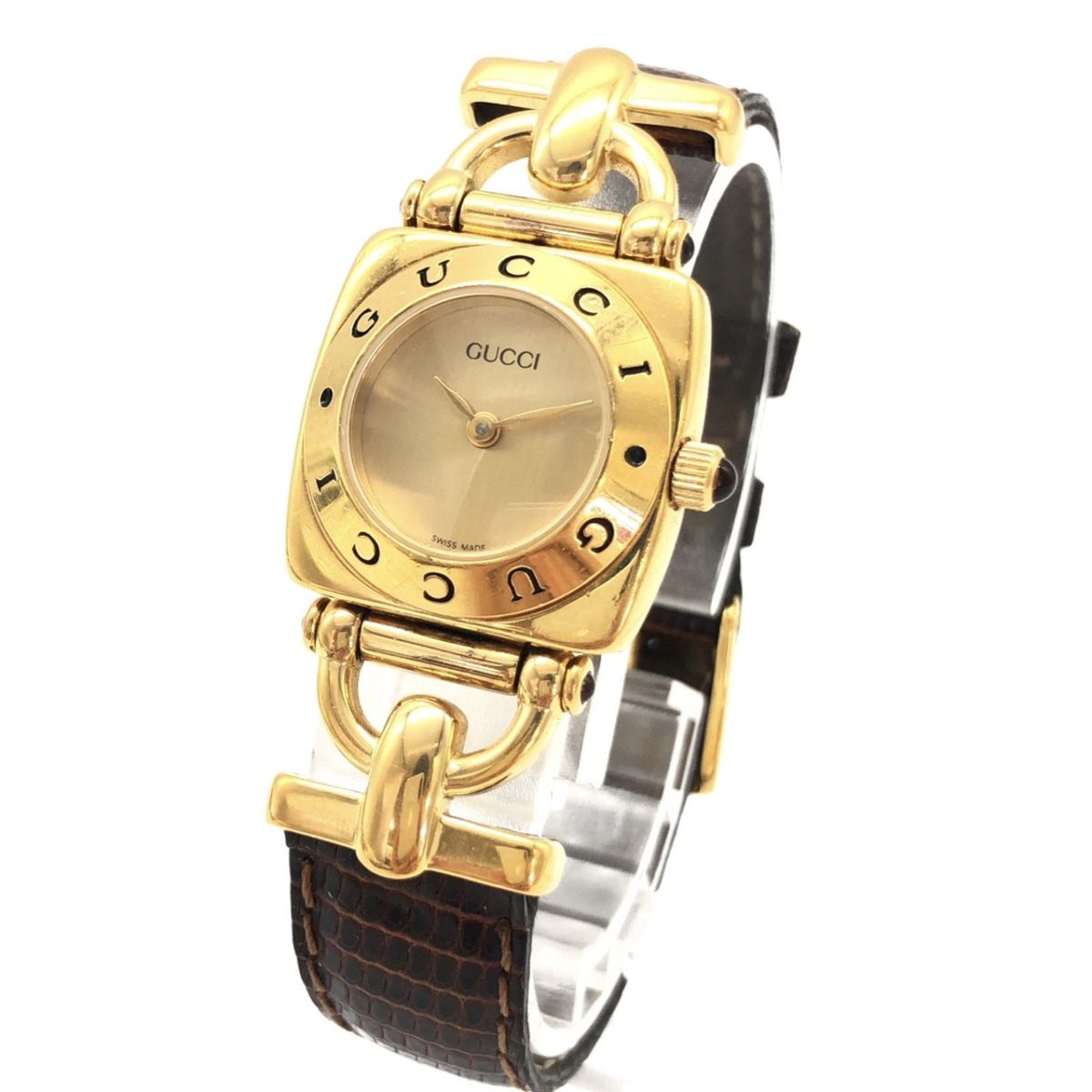 [買取事例 ] GUCCI/グッチ ホースビット 腕時計 レディース 文字盤 ゴールド QZ クォーツ レザー 稼動品 型番 6300L